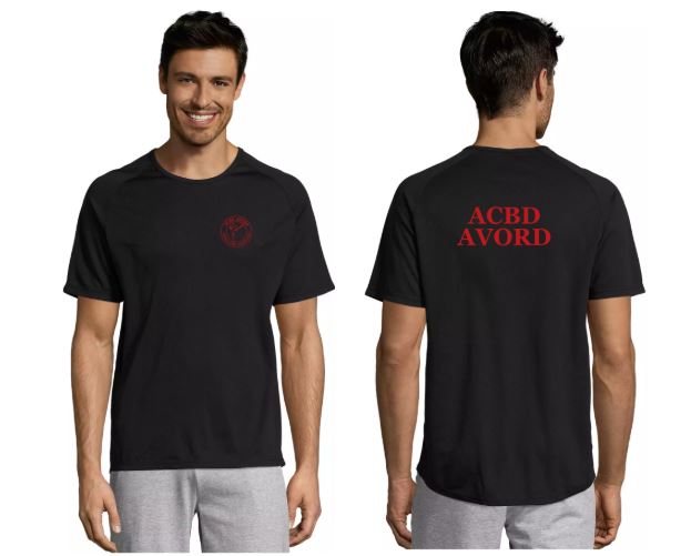 Tee-shirt noir floqué aux couleurs de l’ACBD Avord.