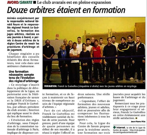 Coupure de presse : Douze arbitres étaient en formation — 2012