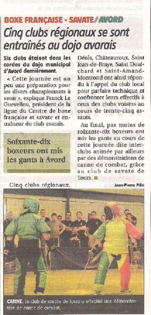Coupure de presse : Cinq clubs régionaux se sont entraînés au dojo avarais — 2012