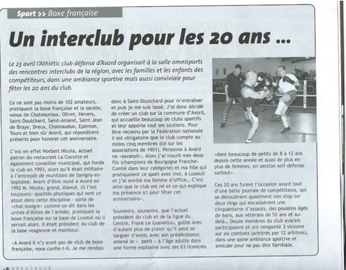 Coupure de presse : Un interclub pour les 20 ans du club — 2013