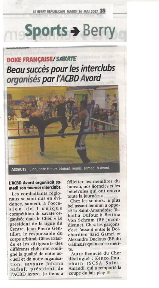 Coupure de presse : Article du 16 mai 2017